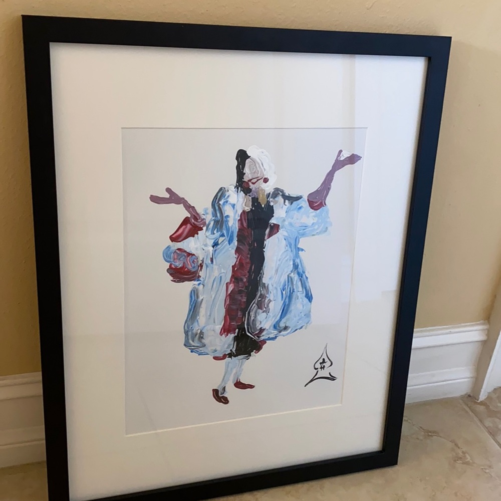 Cruella DeVil Abstract Disney Painting Original Artwork 101 Dalmatians AH framed